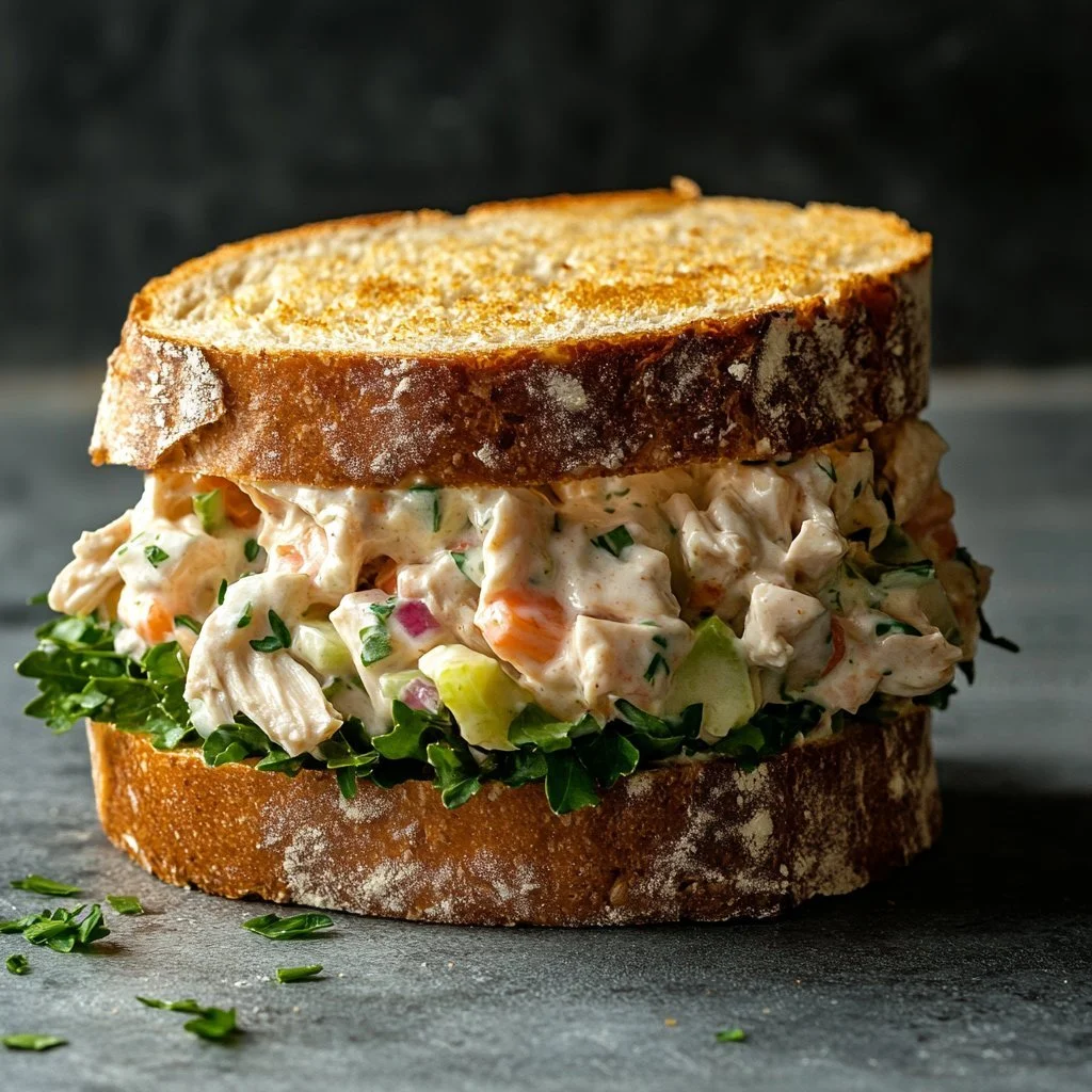 Hausgemachte Hähnchencreme für Sandwiches auf einem Teller