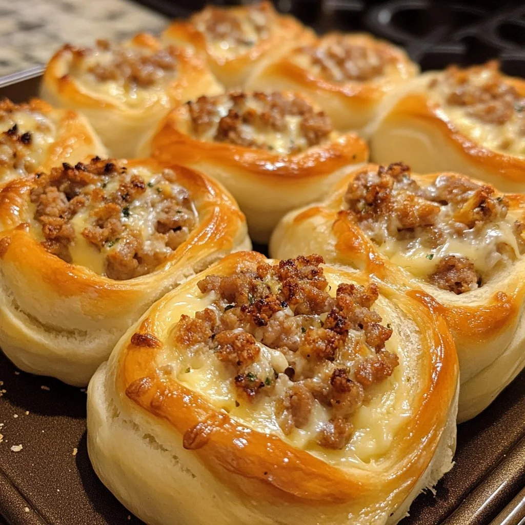 Herzhafte Blumenbrötchen mit Käse und Wurst auf einem Teller