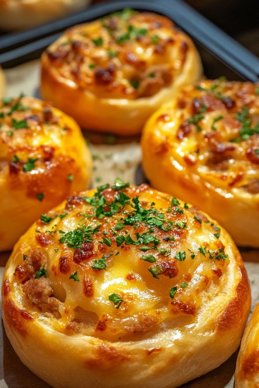 Herzhafte Blumenbrötchen mit Käse und Wurst