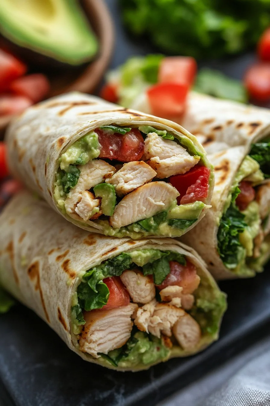 Hühnchen-Avocado-Caesar-Salatwickel