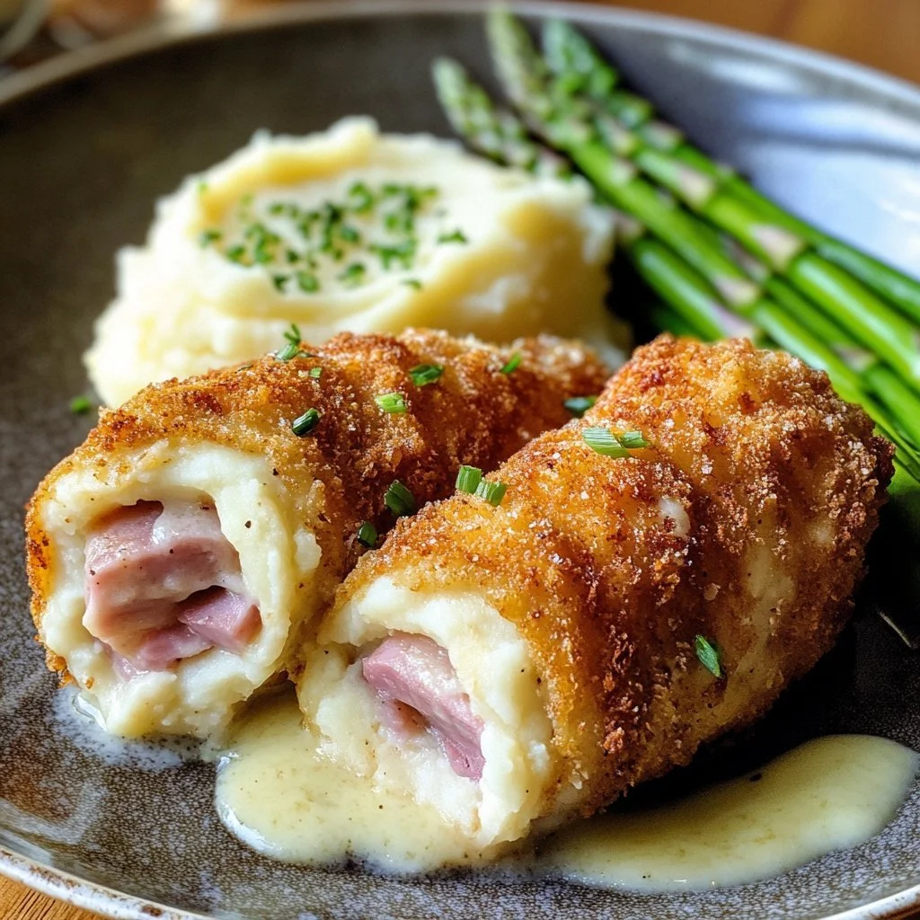 Hühnchen mit blauem Band, ein köstliches Gericht mit frischen Zutaten