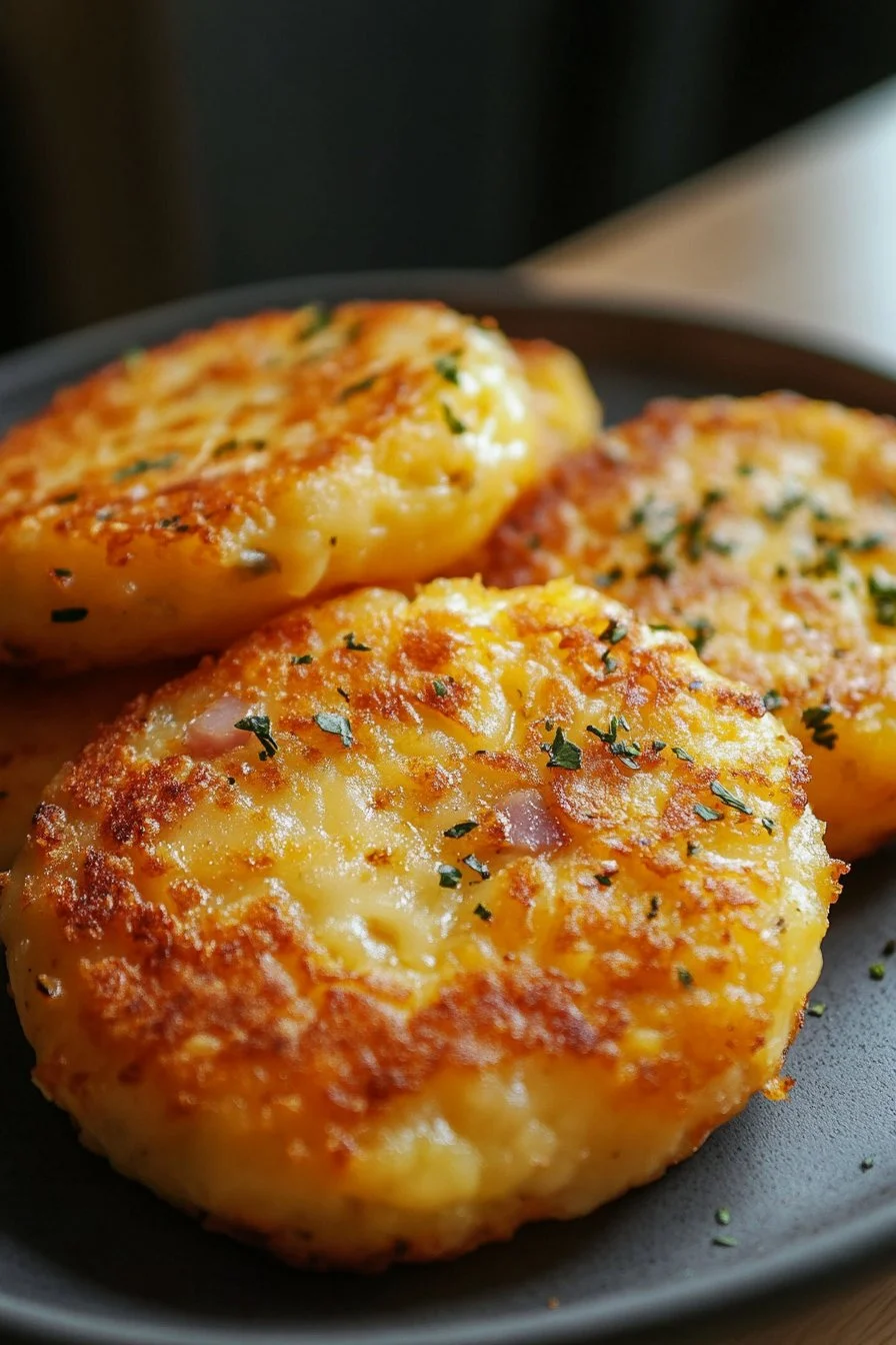 Kartoffelpuffer mit Käse und Schinken