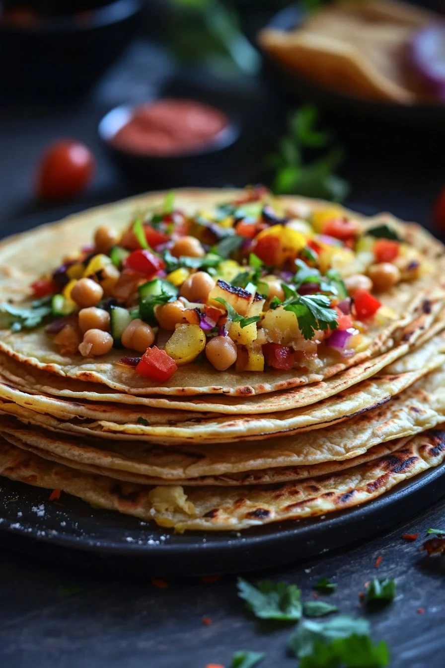 Kichererbsen- und Gemüsetortillas