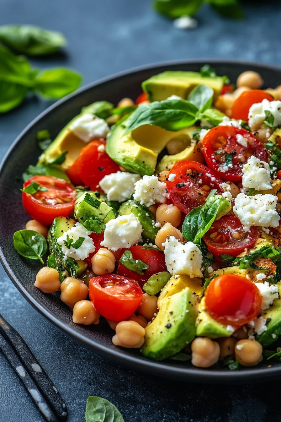 Kichererbsensalat mit Feta und Avocado