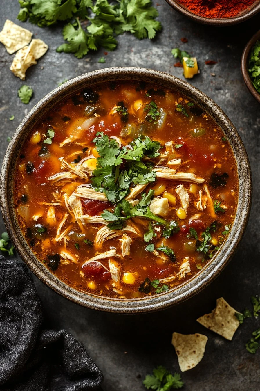 Klassische Hühner-Tortilla-Suppe