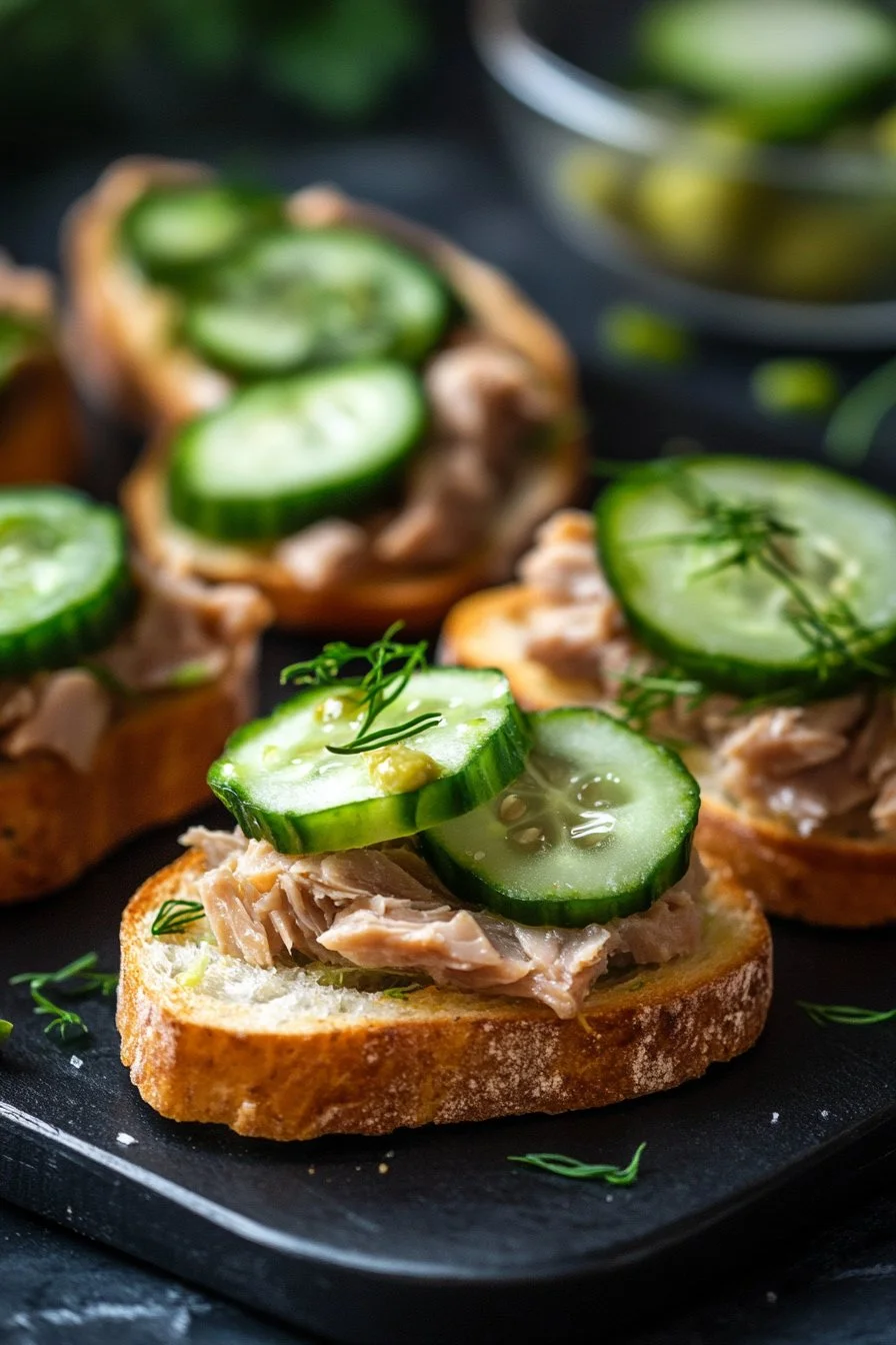 Komkommer Tostadas met Tonijn