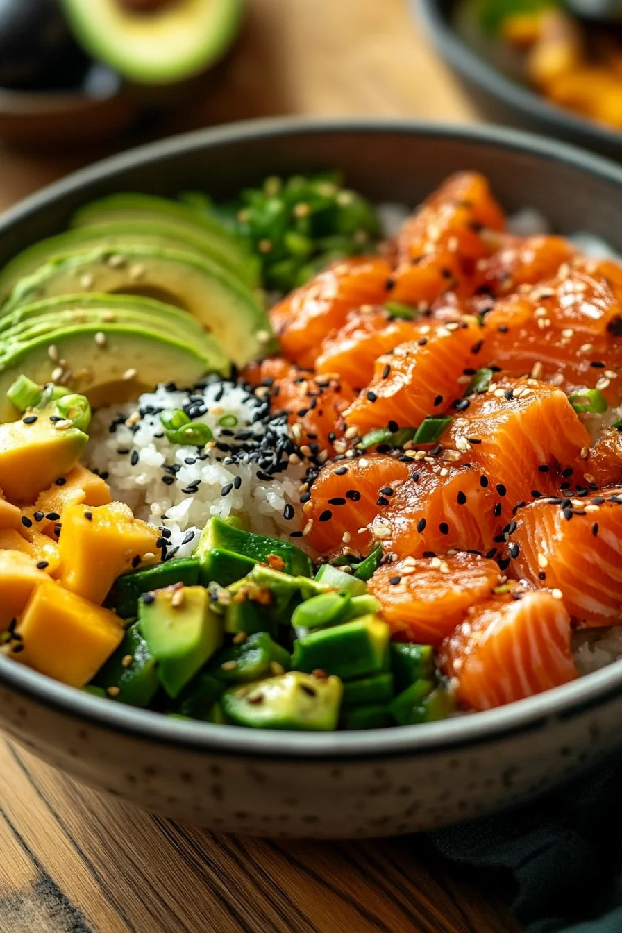 Lachs- und Avocado-Poke-Bowl