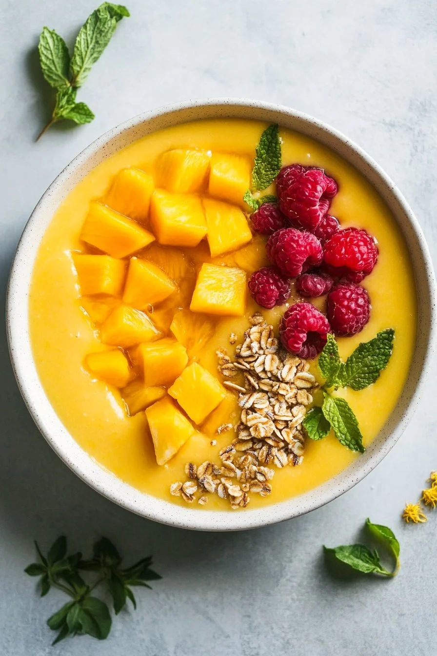 Mango-Ananas-Smoothie-Schüssel