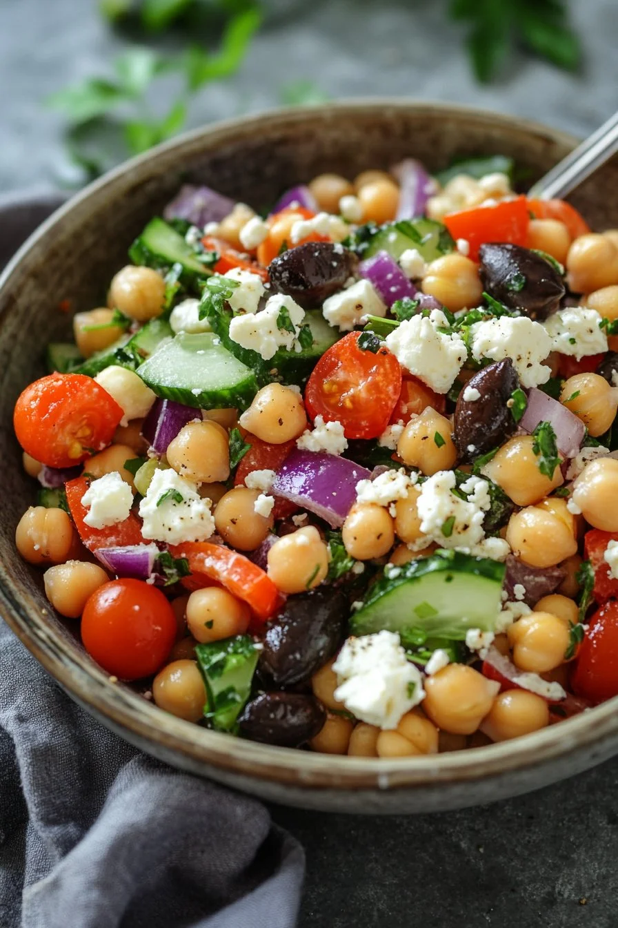 Mediterrane Kichererbsen-Feta-Salat