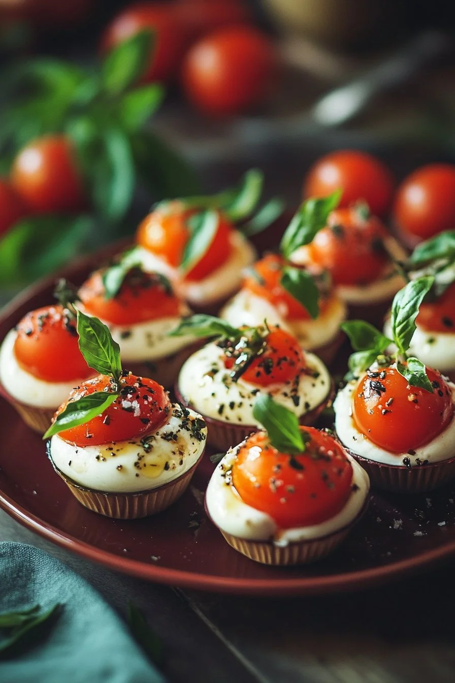 Mini Caprese Salade Cups met Kerstmis