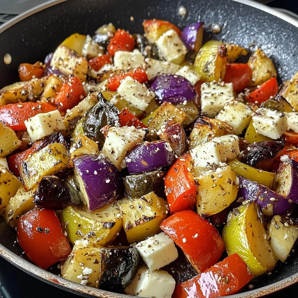 Leckeres One-Pan Griechisches Gemüse mit frischen Zutaten