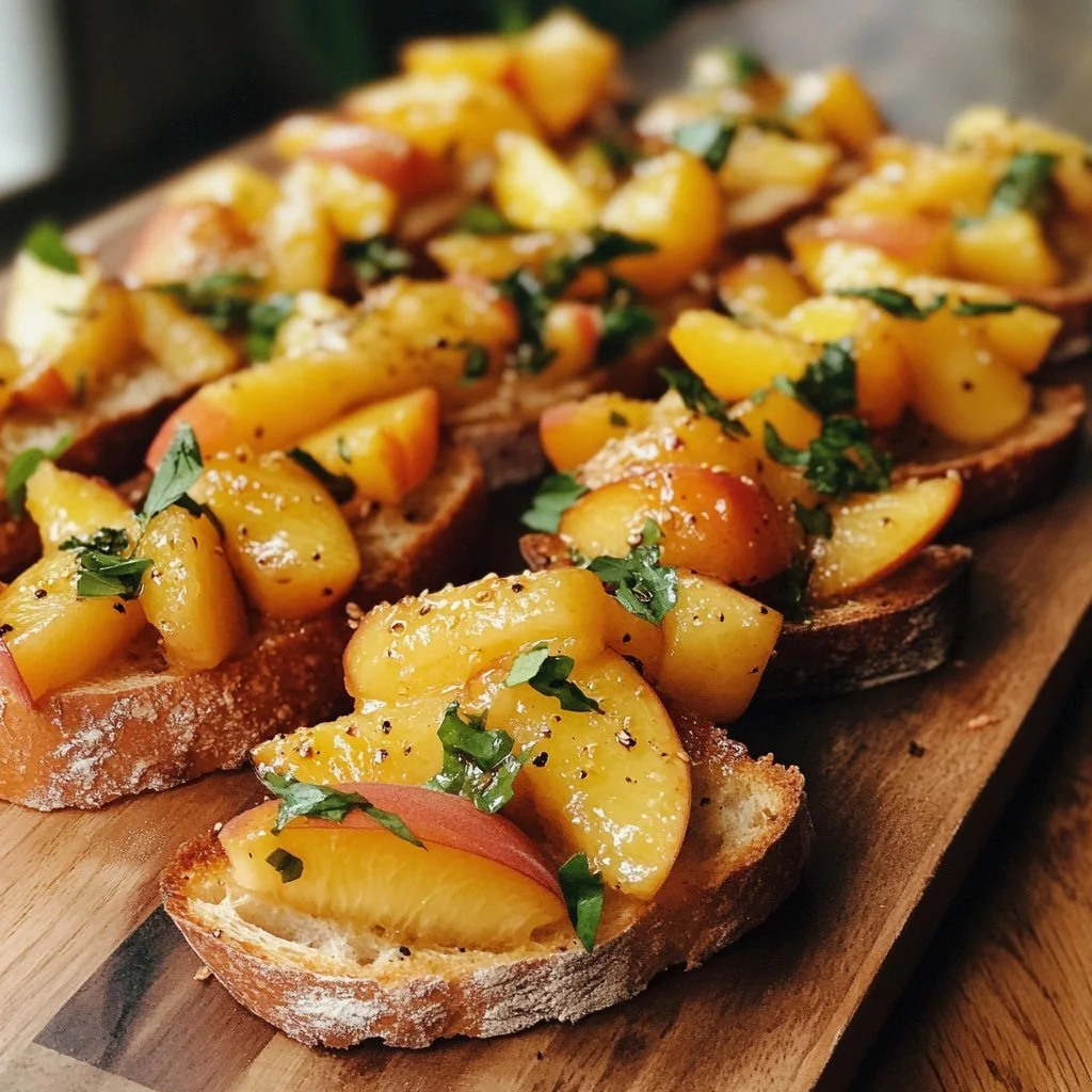 Delikate Pfirsich-Bruschetta mit frischen Zutaten für Sommergerichte