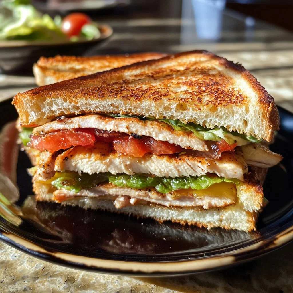Puten-Club-Sandwich mit frischen Zutaten und knusprigem Brot