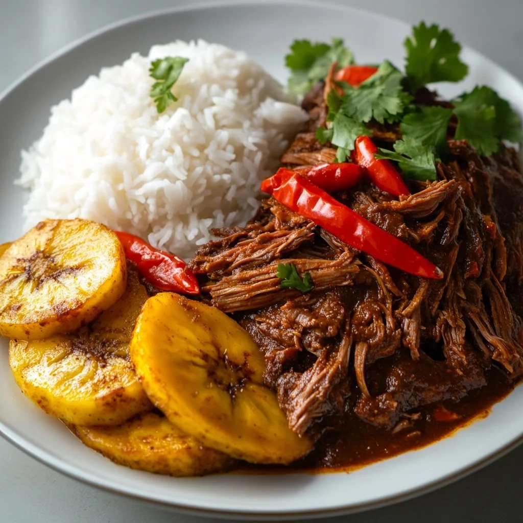 Ropa Vieja im Slow Cooker mit frischen Zutaten und Gewürzen