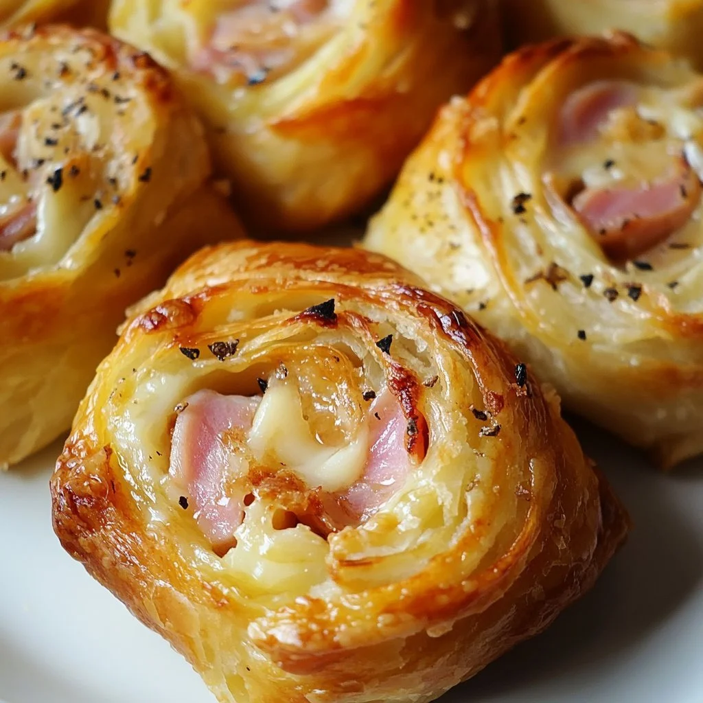 Schinken-Käse-Torte mit frischem Käse und zartem Schinken, dekorativ angerichtet.