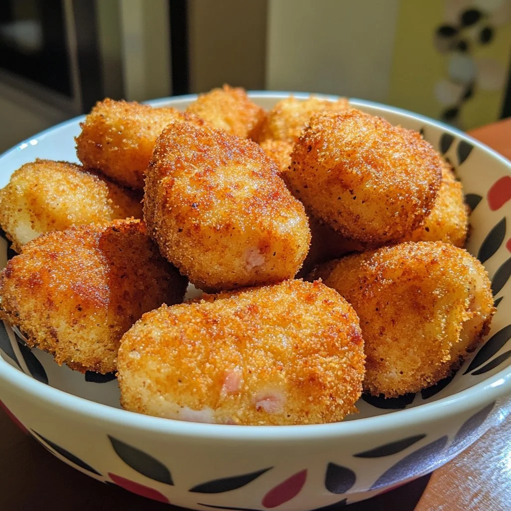 Köstliche Schinken Kroketten auf einem Teller serviert, ideal für Snacks.