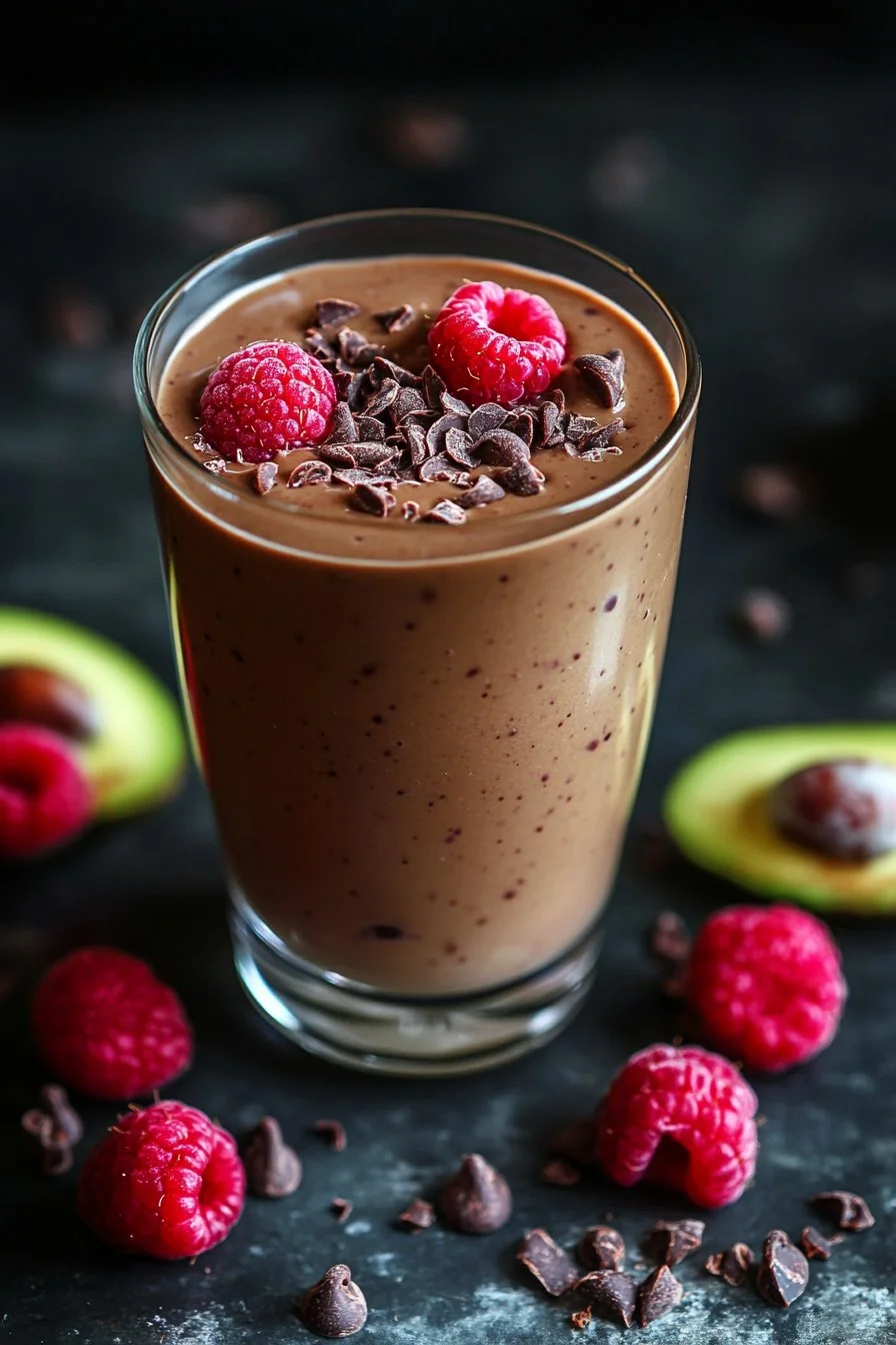 Schokoladen-Himbeer-Smoothie mit Avocado