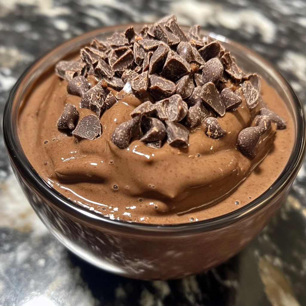 Leckerer Schokoladen-Protein-Pudding in einer Schüssel