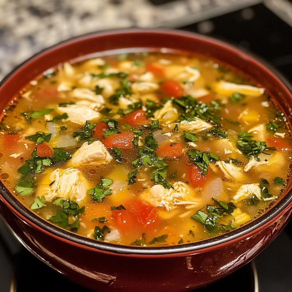 Schüssel mit spanischer Hühnersuppe zur Heilung von Erkältungen