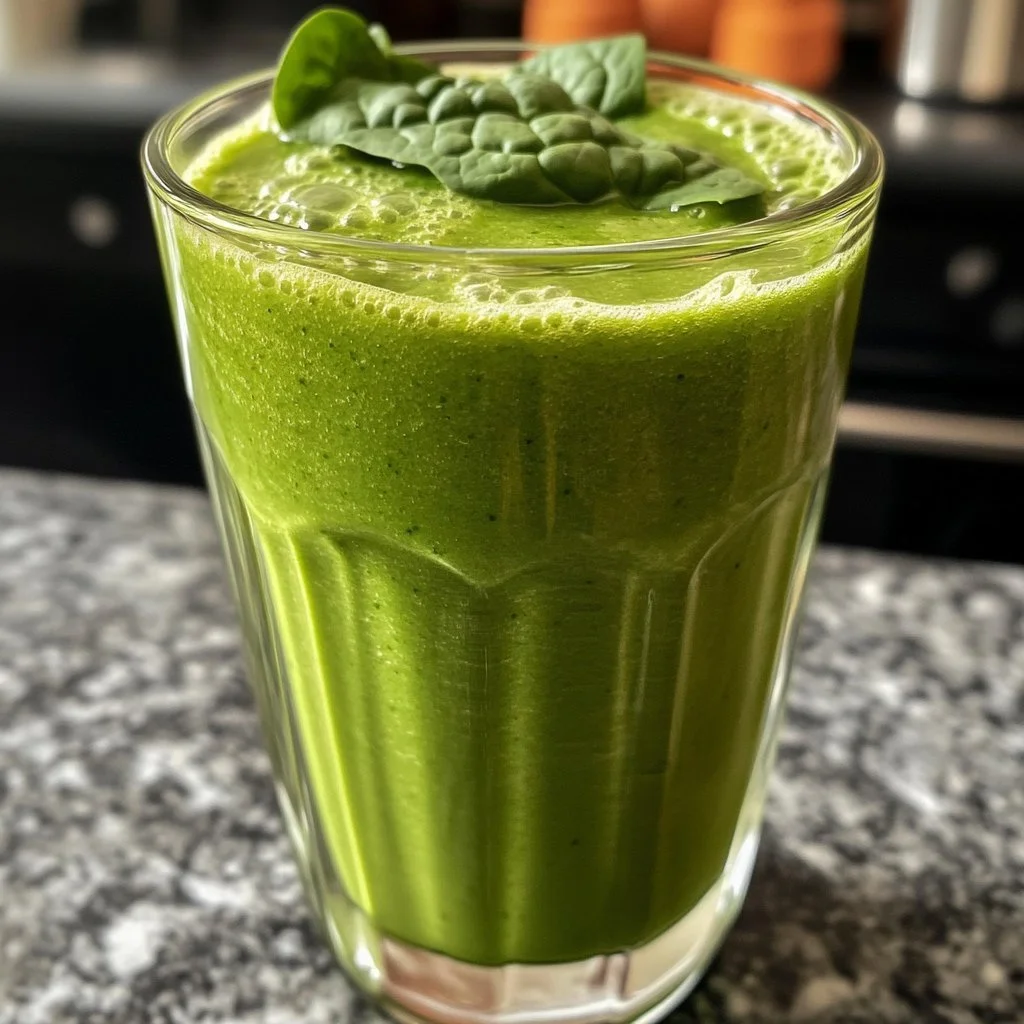 Grüner Spinat Smoothie in einem Glas mit frischen Zutaten