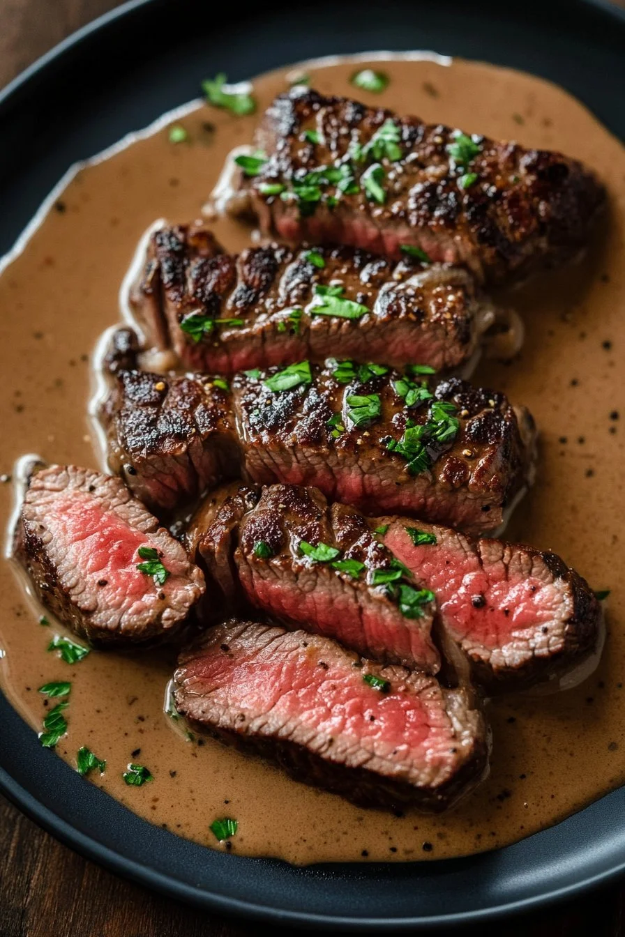 Steak mit cremiger Pfeffersauce