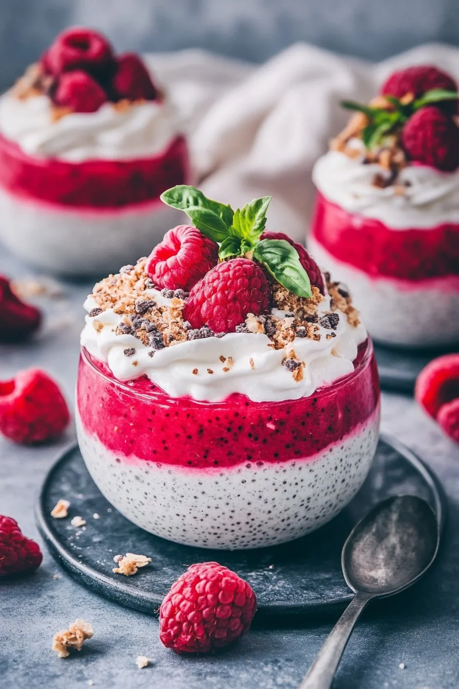 Vanille Himbeer Chia Pudding