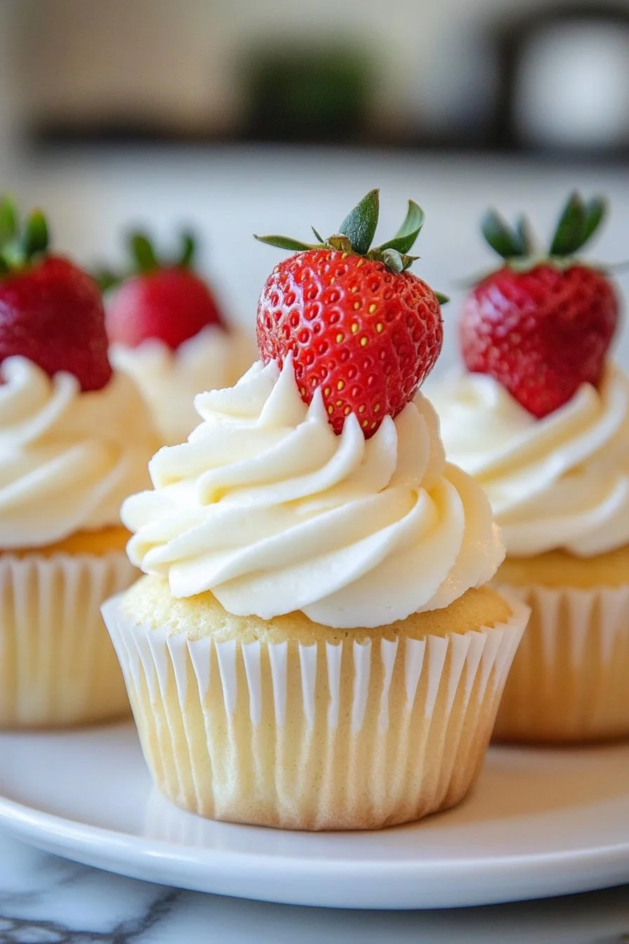 Vanillecupcakes mit Erdbeermarmelade