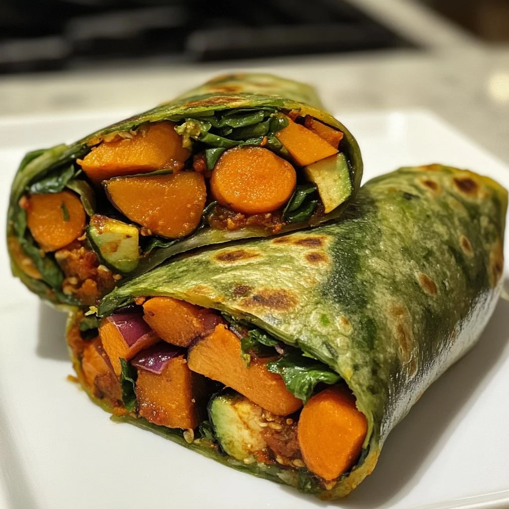 Vegane Gemüse-Wraps mit frischem Gemüse und Tortilla
