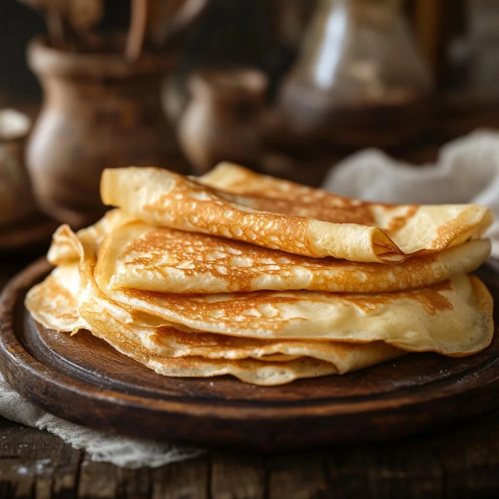 Authentische französische Crêpes auf einem Teller serviert