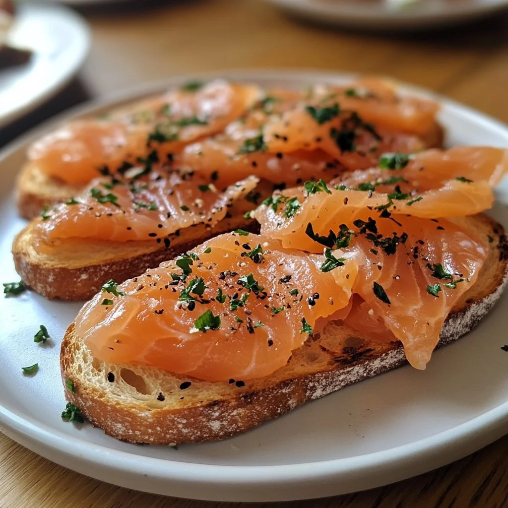 Heerlijke zalmbroodjes met verse ingrediënten op een bord.
