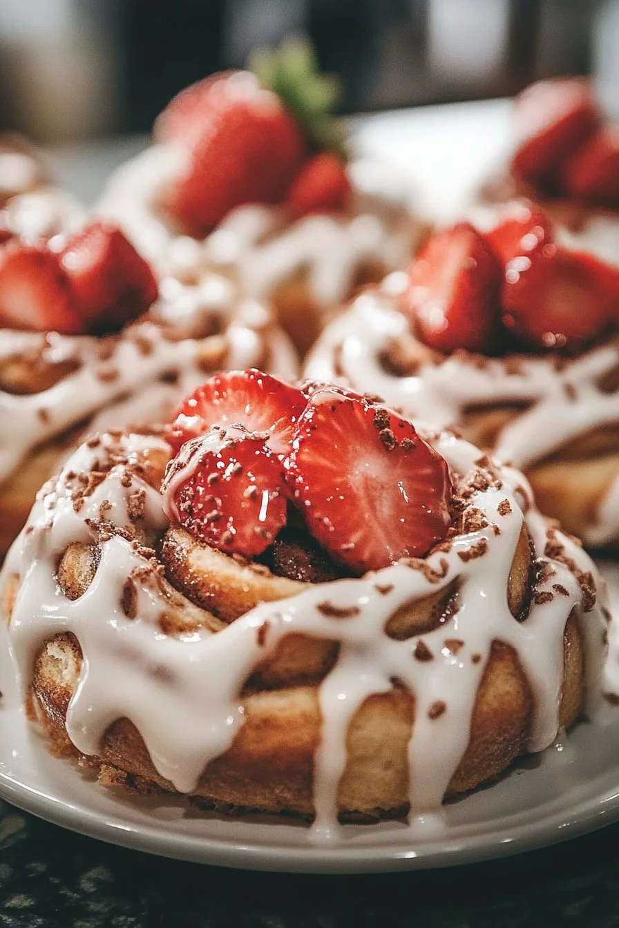 Zimtrollen mit Erdbeeren
