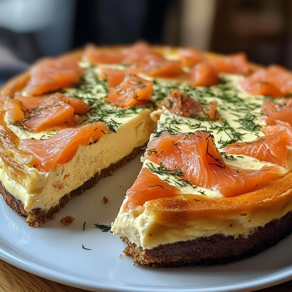 Zoute Cheescake met gerookte zalm op een stijlvolle presentatie