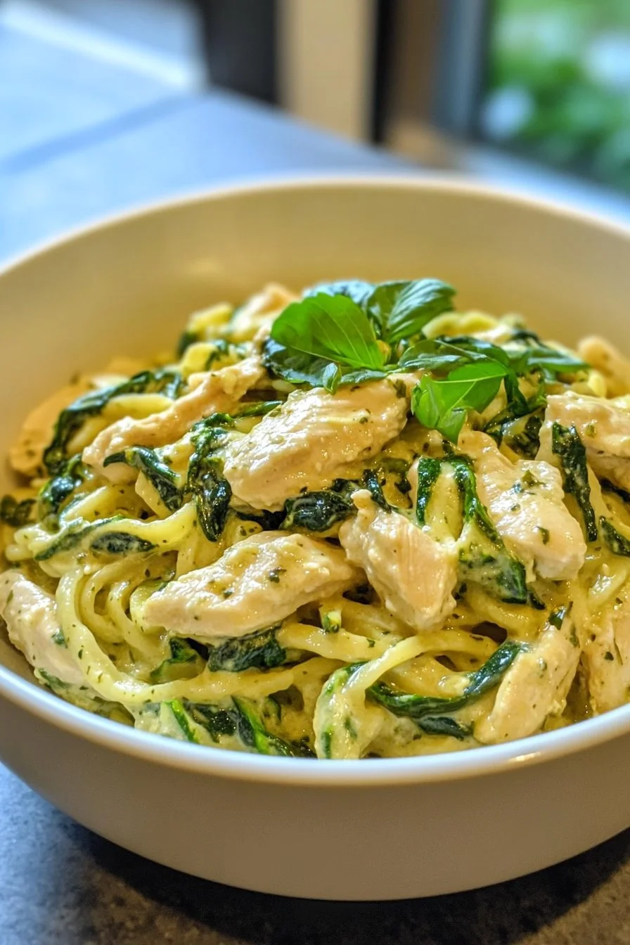 Zucchini-Nudeln mit Hähnchen Alfredo