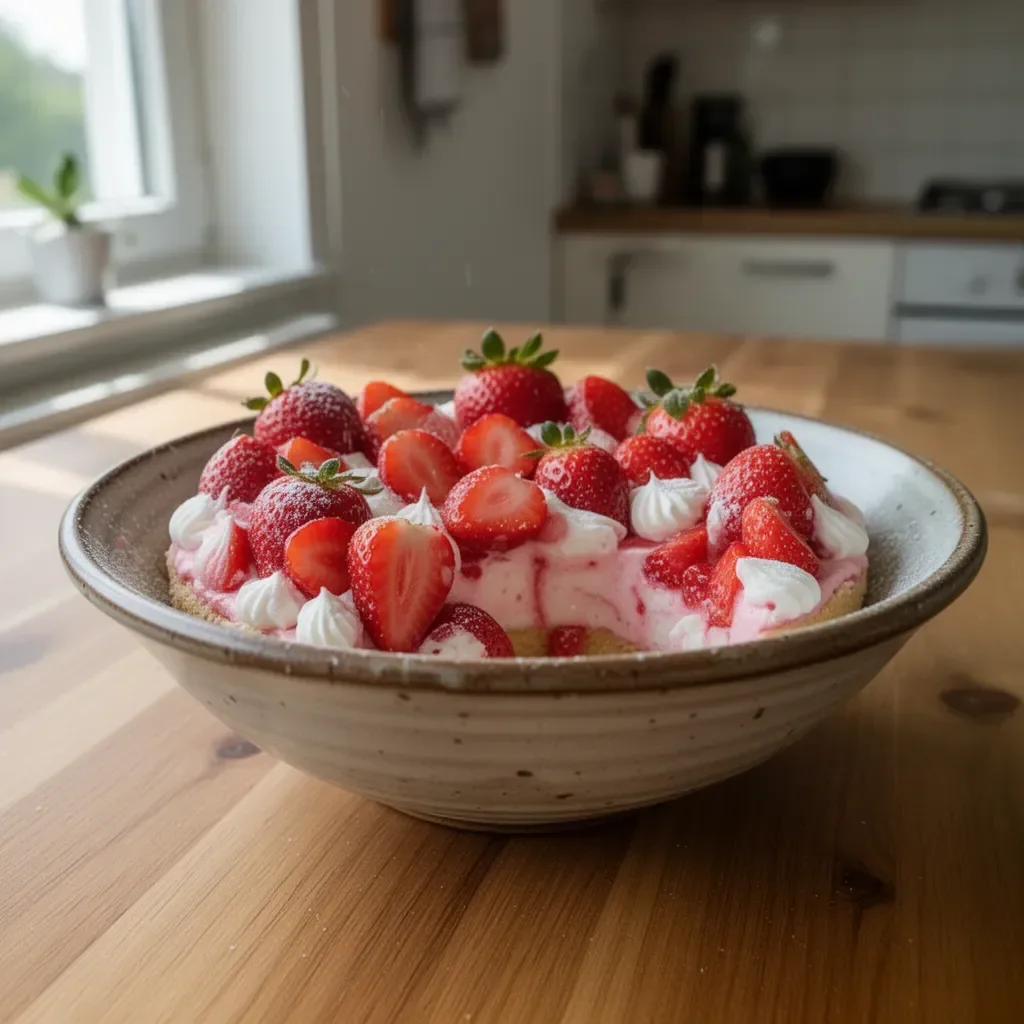 Saftiger Erdbeerkuchen mit frischen Erdbeeren, ideal zum Genießen im Sommer