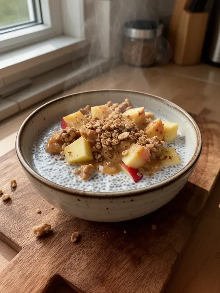 Chia-Pudding mit Apfel (Gesundes Frühstück aus Griechischer Joghurt)