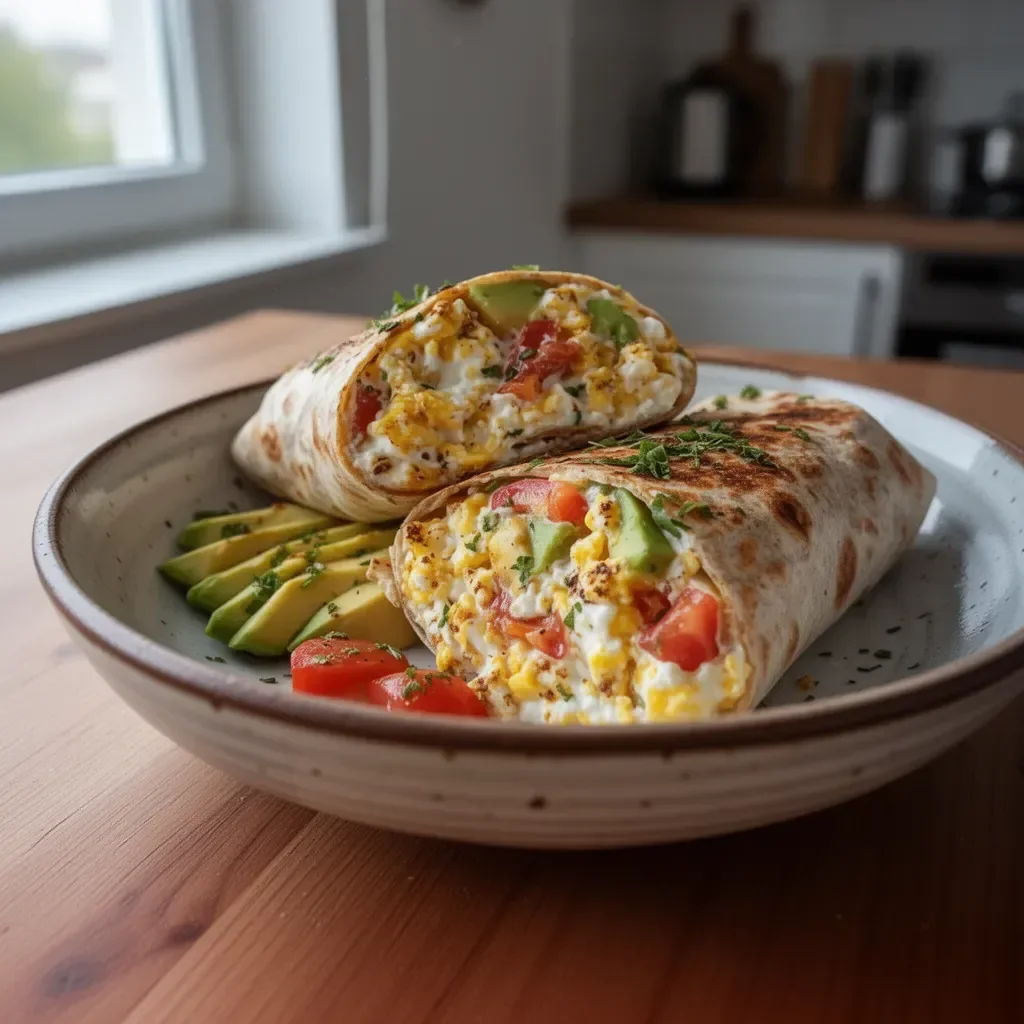 Cremiger Frühstücksburrito mit frischen Zutaten und köstlichem Geschmack