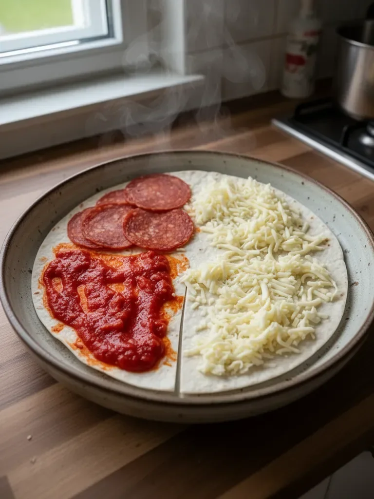 Einfache Pizza-Tortilla-Wickel