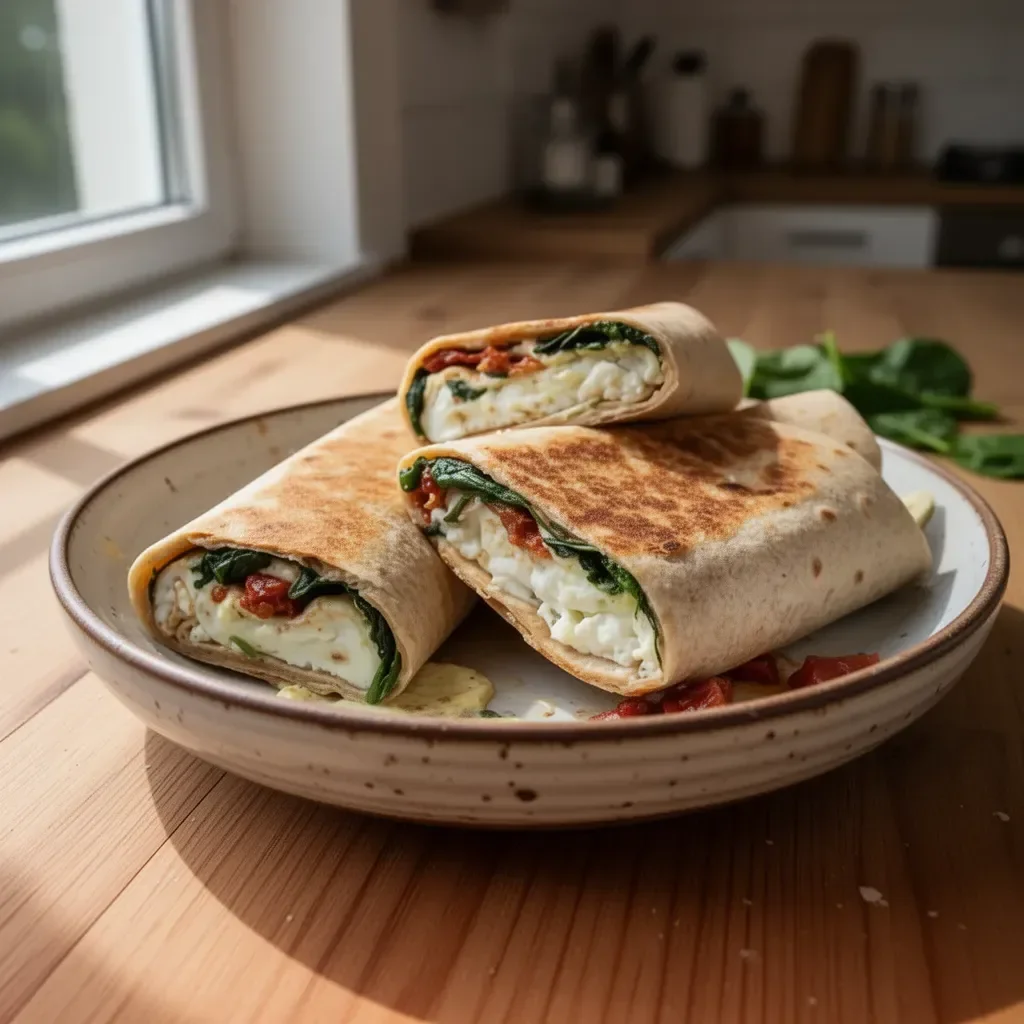 Eiweiß-Wrap mit Spinat und gesunden Zutaten