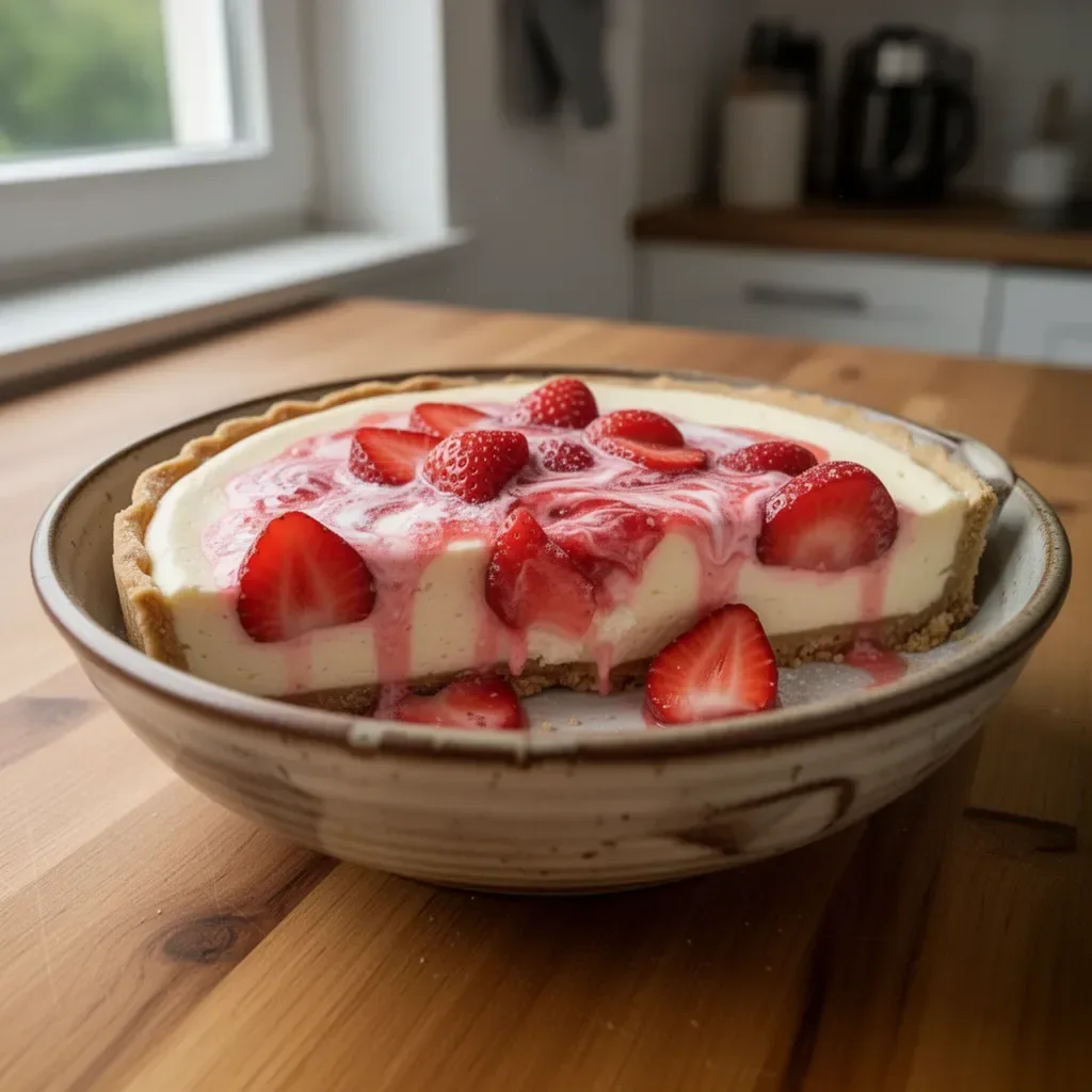 Erdbeer-Schokoladenkäsekuchen ohne Backen mit frischen Erdbeeren