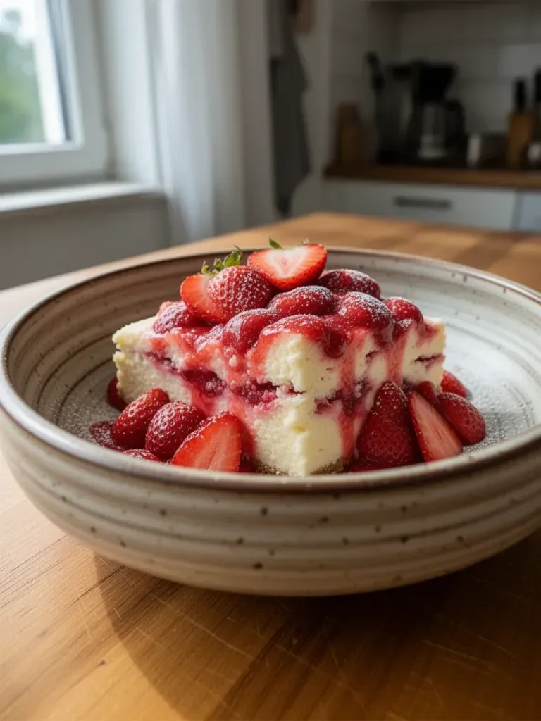 Erdbeerkäsekuchen mit frischen Erdbeeren und cremiger Käsefüllung