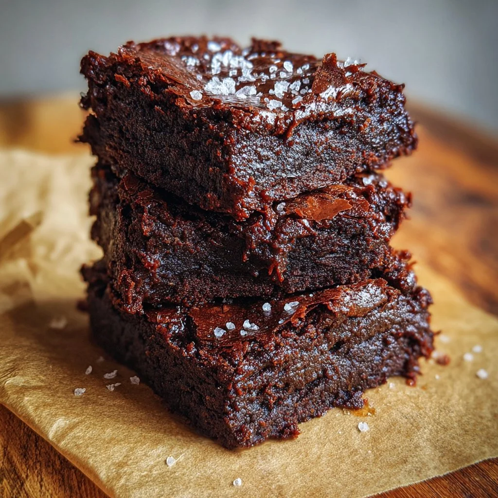 Gesunde Brownies aus natürlichen Zutaten auf einem Holzbrett
