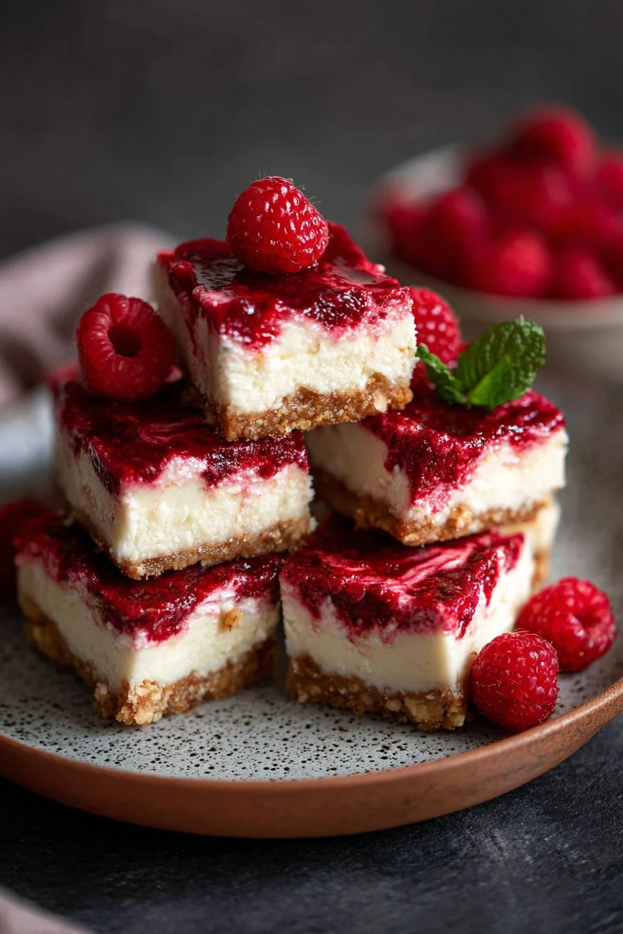Gesunde Himbeer-Cheesecake-Riegel