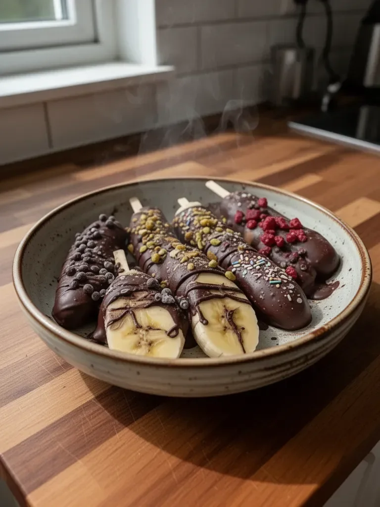 Gesunde Schokoladenüberzogene Bananen