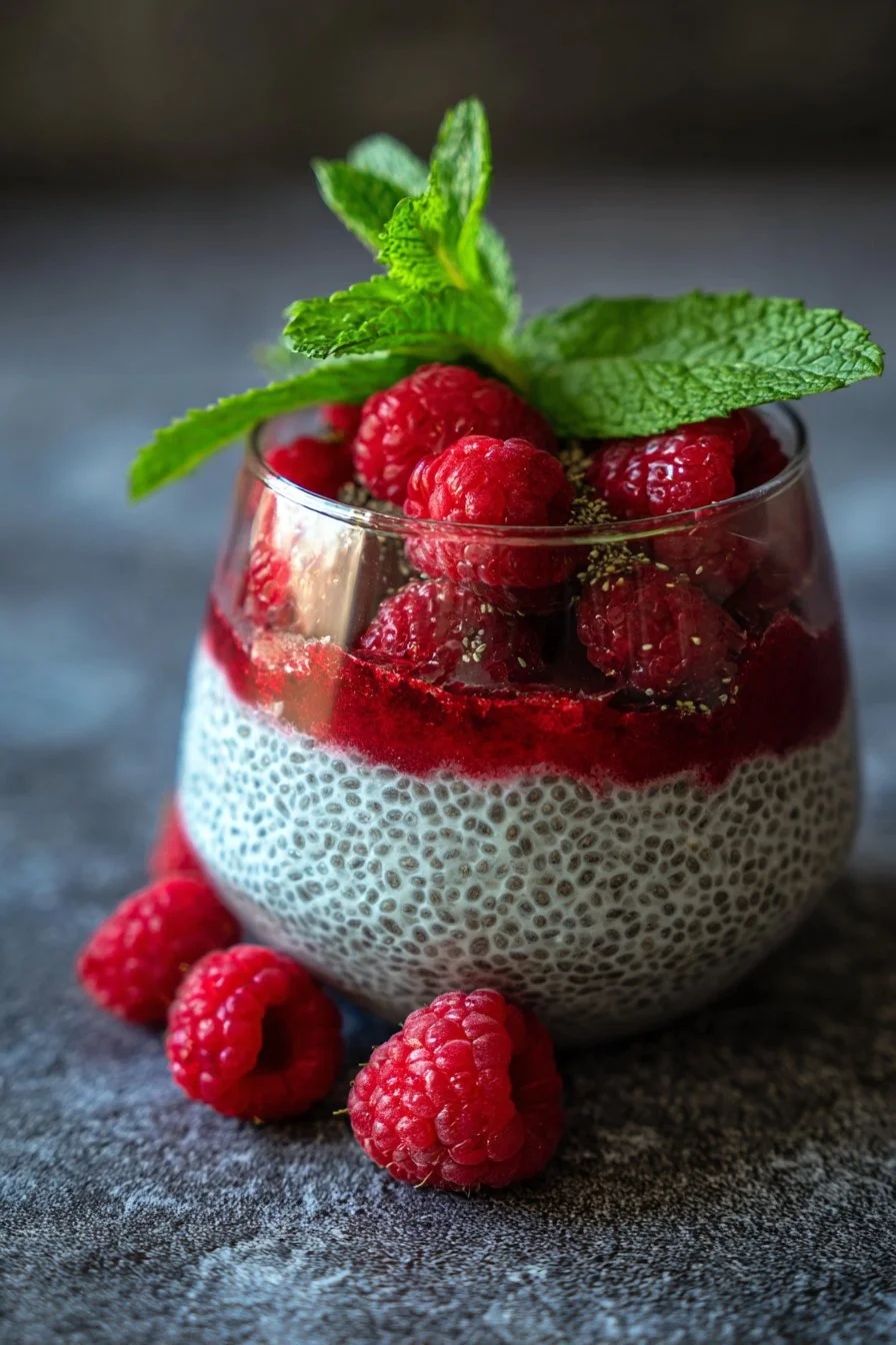 Gesunder Chia-Pudding mit Himbeeren