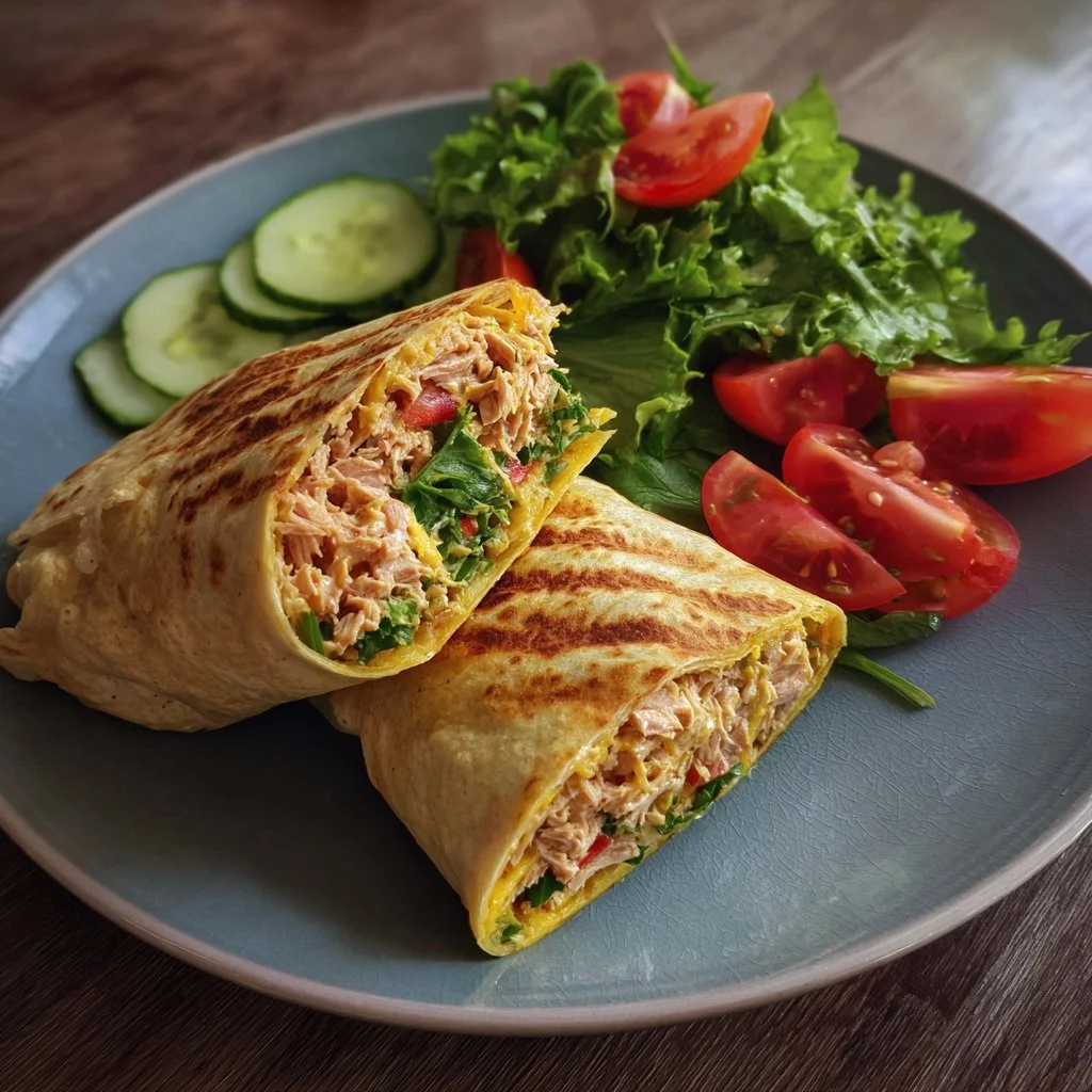 Gesunder Thunfisch-Wrap mit frischem Gemüse und leckeren Zutaten