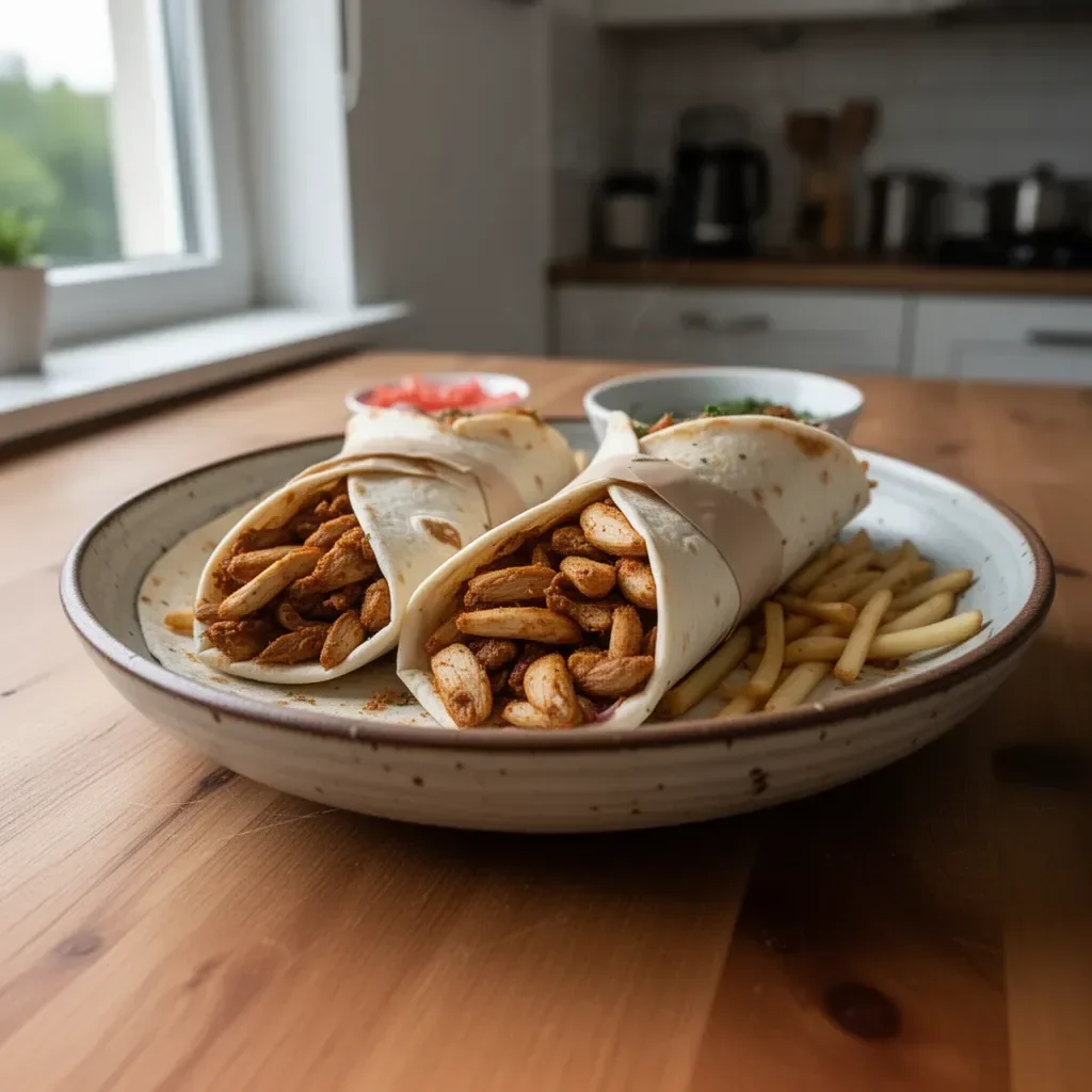 Leckerer Hähnchen-Shawarma-Wrap mit frischen Zutaten und zartem Hähnchen
