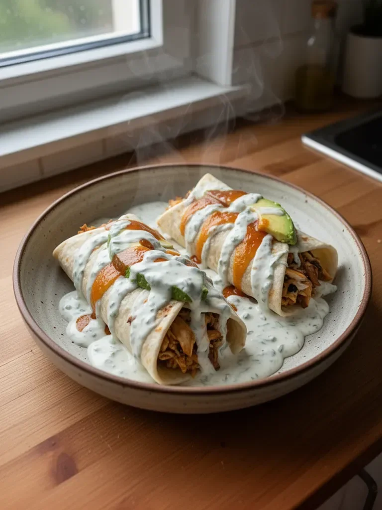 Hühnchen-Burritos mit Avocado und Ranch-Dressing