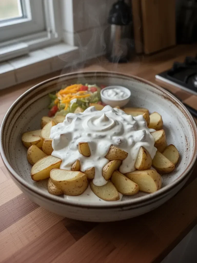 Kartoffeln mit cremiger Knoblauchsoße