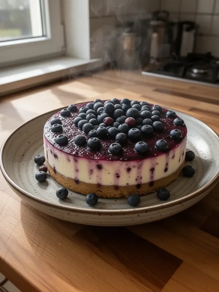 Käsekuchen mit Heidelbeeren ohne backen
