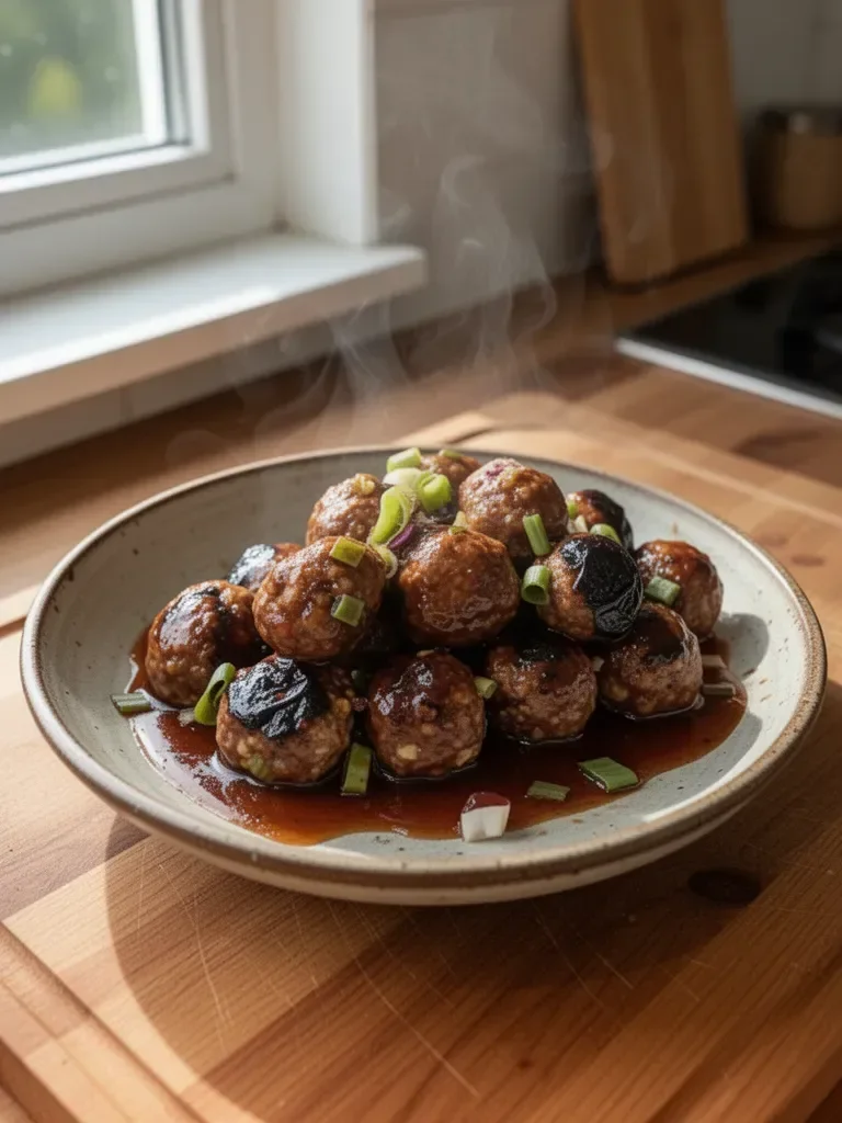 Koreanische Fleischbällchen mit Pflaumenglasur